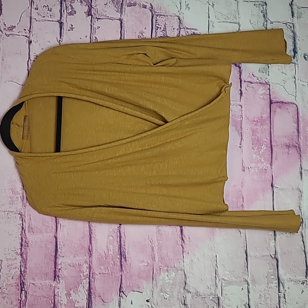 CUT LOOSE LINEN BLEND CROSS STYLE LAYERING CARDIGAN LARGE ARTSY LAGENLOOK YELLOW
